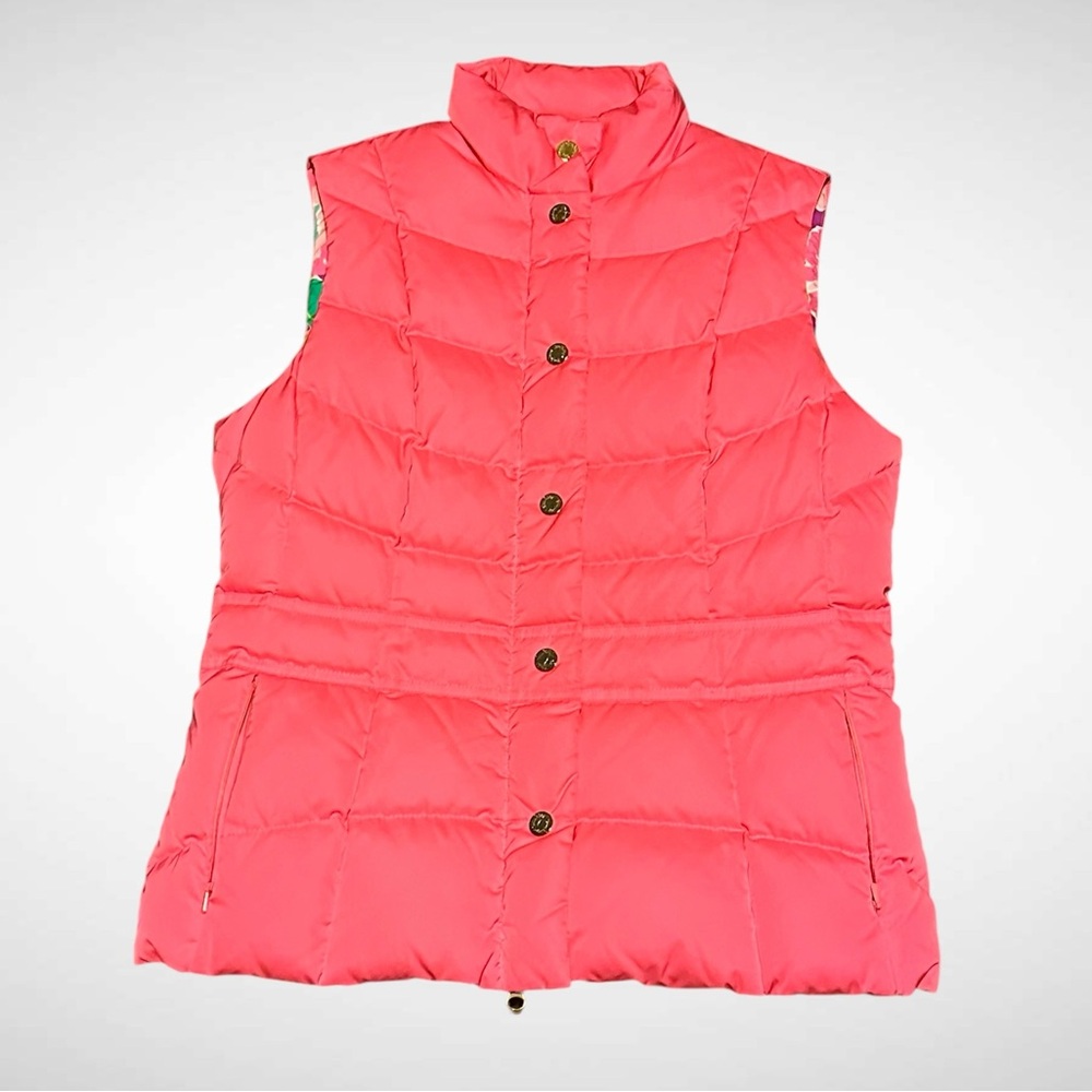 Lilly Pulitzer Pink Quilted Puffer Vest with Floral Inside Size S - Picture 2 of 8